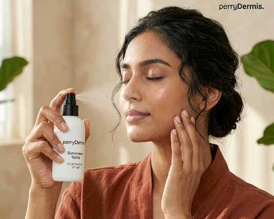 perryDermis Advanced SPF 50 Sunscreen Spray – Broad Spectrum UVA/UVB Protection with Invisible Finish